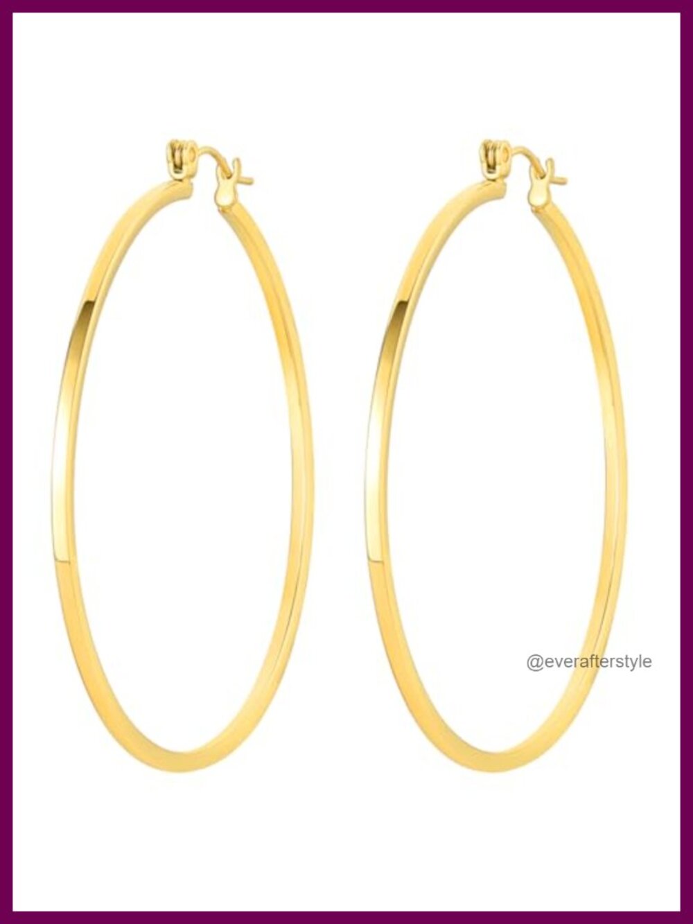 14K Gold Plated Hoop Earrings Large Clip On 50mm Elegant Chunky Women